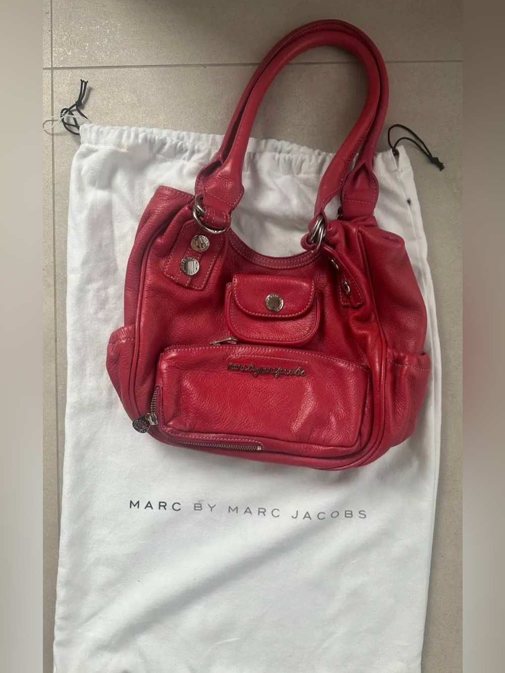 Marc by Marc Jacobs Fuchsia pink Red Leather Shoulder Bag